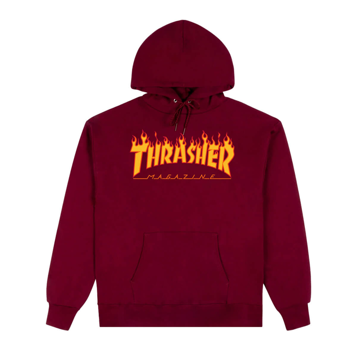 THRASHER MAGAZINE FLAME HOOD PULLOVER MAROON XL
