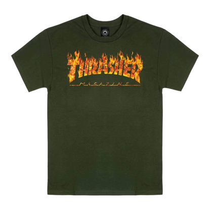 THRASHER MAGAZINE INFERNO T-SHIRT FOREST GREEN L