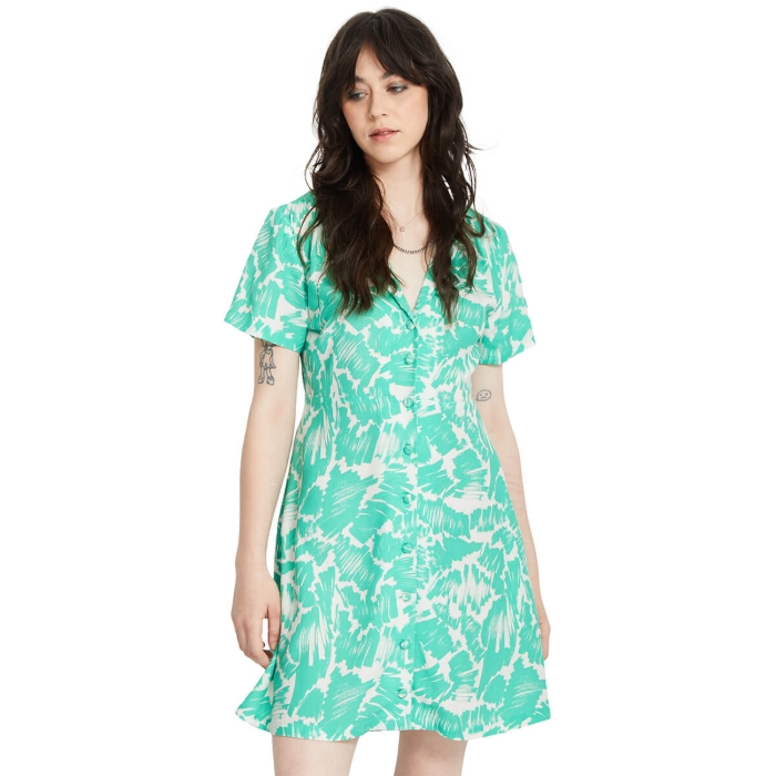 VOLCOM FA ALIX SHIRT DRESS JADE XS