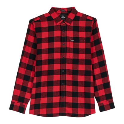 VOLCOM CADEN PLAID LONG-SLEEVE SHIRT LIFEGUARD RED M