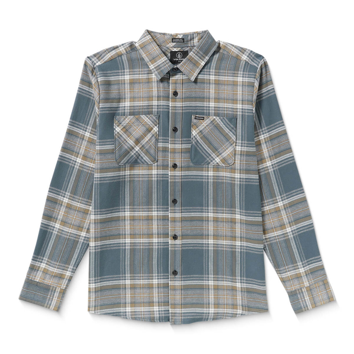 VOLCOM NETASTONE FLANNEL LONG-SLEEVE SHIRT DARK SLATE M