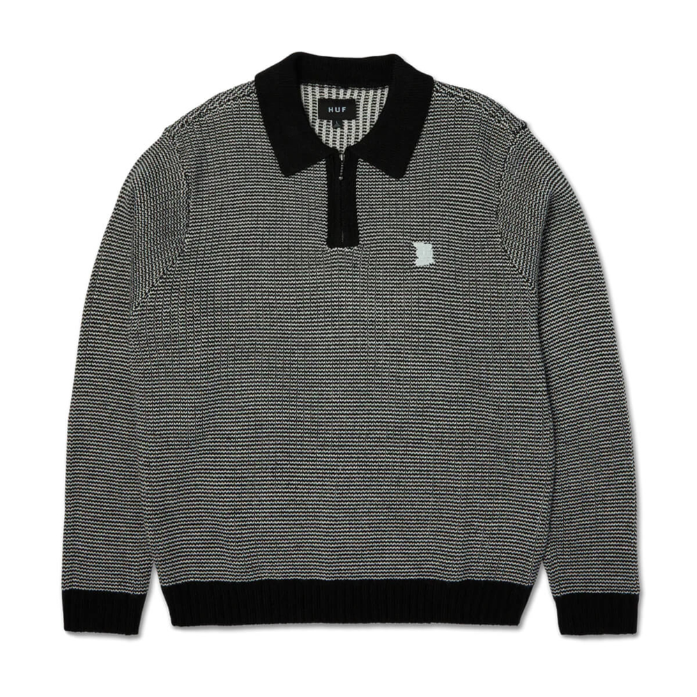 HUF MEGABLAST TWO TONE WAFFLE SWEATER BLACK/WHITE M