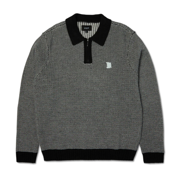 HUF MEGABLAST TWO TONE WAFFLE SWEATER BLACK/WHITE M