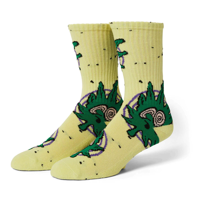 HUF GREEN BUDDY HYPNOSIS SOCK YELLOW UNI