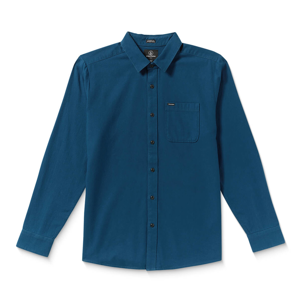 VOLCOM CADEN SOLID LONG-SLEEVE SHIRT COSMIC BLUE XL