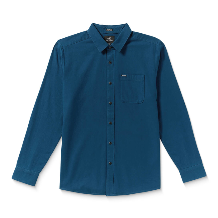VOLCOM CADEN SOLID LONG-SLEEVE SHIRT COSMIC BLUE XL