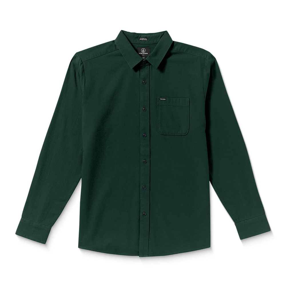 VOLCOM CADEN SOLID LONG-SLEEVE SHIRT SCARAB M
