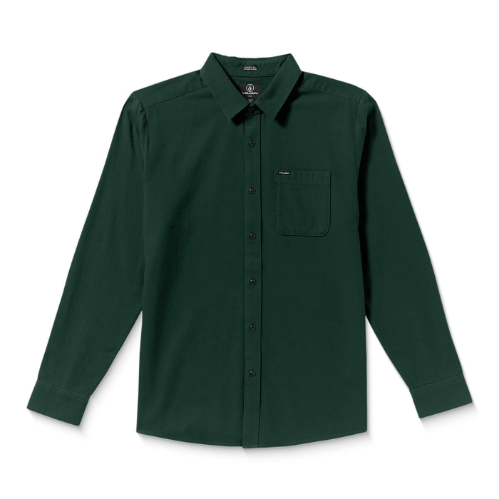 VOLCOM CADEN SOLID LONG-SLEEVE SHIRT SCARAB XL