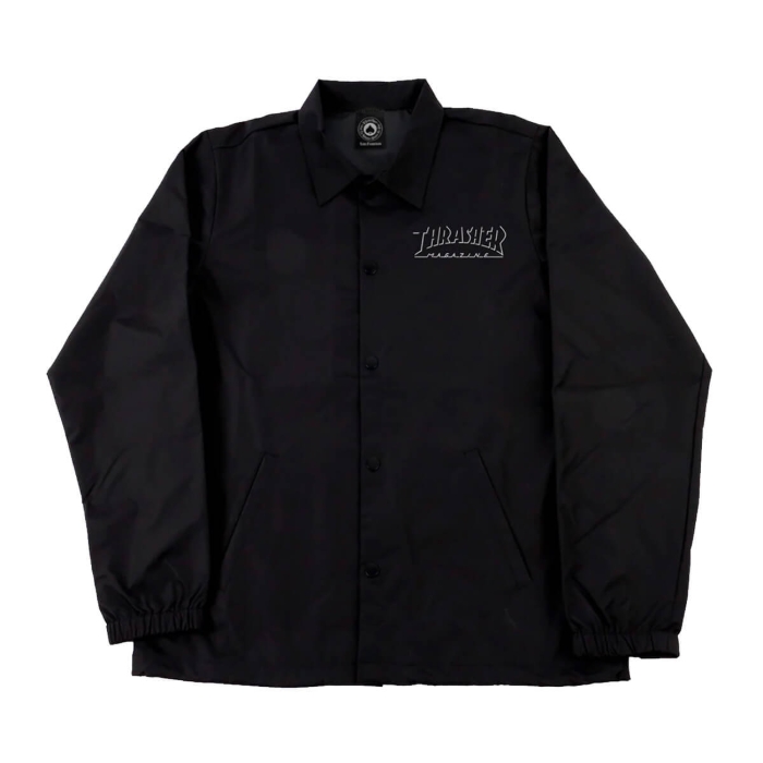 THRASHER MAGAZINE SHADOW MAG LOGO COACH'S JACKET BLACK/BLACK L