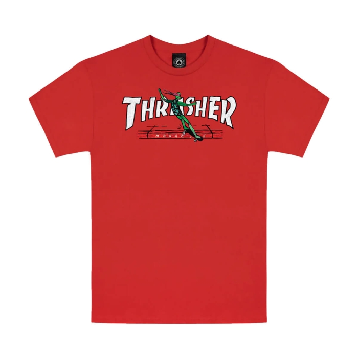 THRASHER MAGAZINE RED CURB BY LSD WORLDPEACE T-SHIRT RED XL