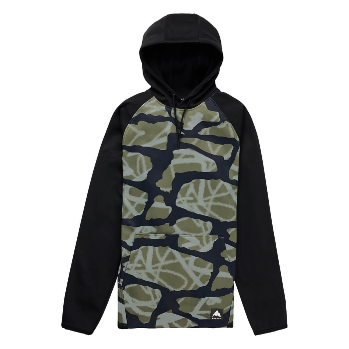 BURTON CROWN WEATHERPROOF PULLOVER FLEECE GRAFFITI CAMO/TRUE BLACK S