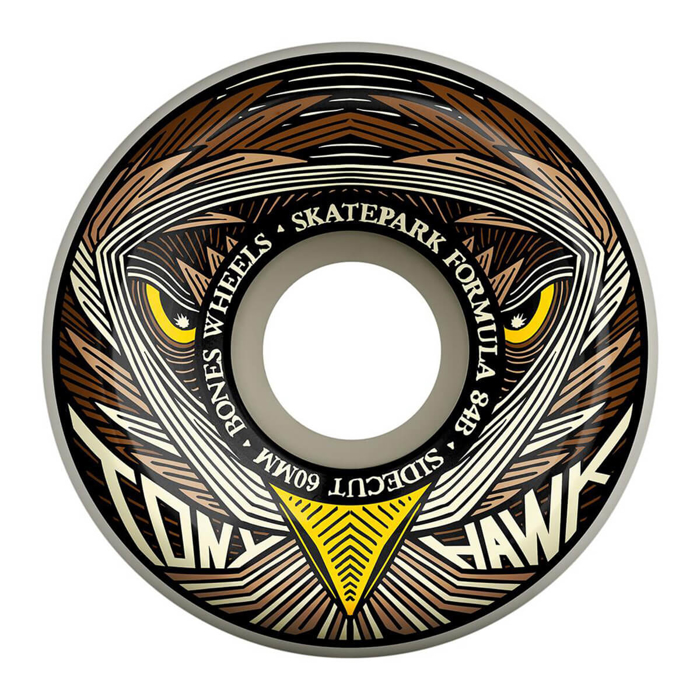 BONES NIGHT HAWK 60MM SIDECUTS SKATEPARK FORMULA 84B WHITE 60MM