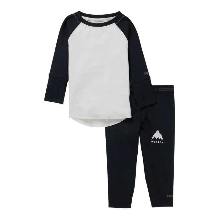 BURTON KIDS' MIDWEIGHT BASE LAYER SET STOUT WHITE/TRUE BLACK S