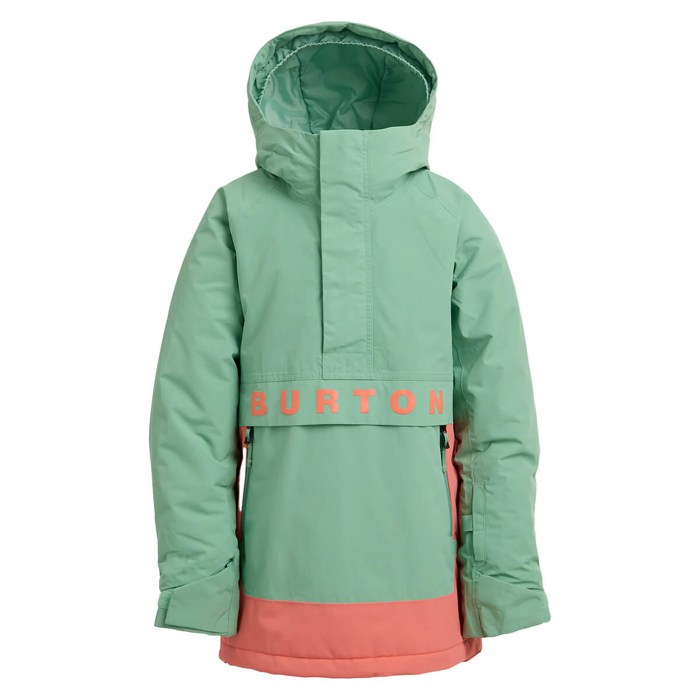 BURTON KIDS' FROSTNER 2L ANORAK JACKET SOFT SAGE/PEACH ECHO XL