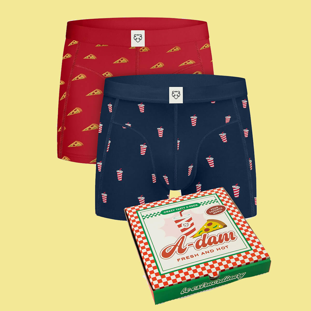 ADAM BOXER BRIEF 2 PACK PIZZA DELIVERY MEDIEVAL BLUE M