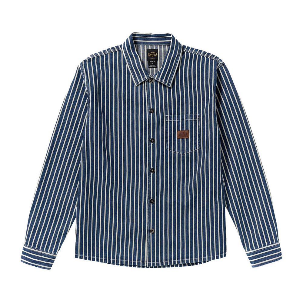 RVCA DAYSHIFT HICKORY OVERSHIRT DARK DENIM M
