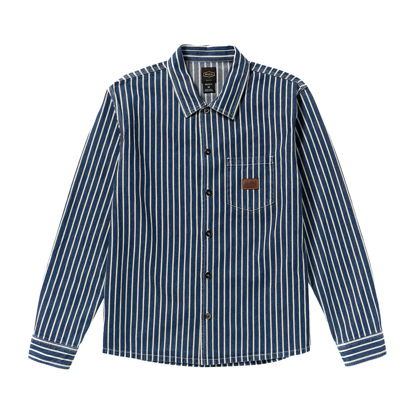 RVCA DAYSHIFT HICKORY OVERSHIRT DARK DENIM M