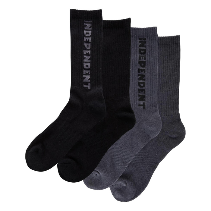 INDEPENDENT BASELINE CREW SOCKS 2PK BLACK/CHARCOAL 41-46