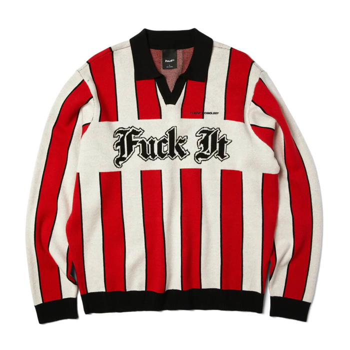 HUF MIDFIELD JERSEY SWEATER RED M