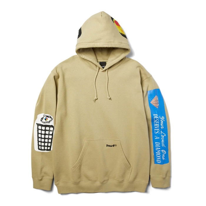 HUF GIMME THE LOOT HOODIE PULLOVER SAND M