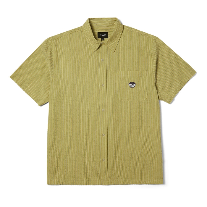 HUF BIG BLOCK STRIPED SHIRT DRIED HERB M