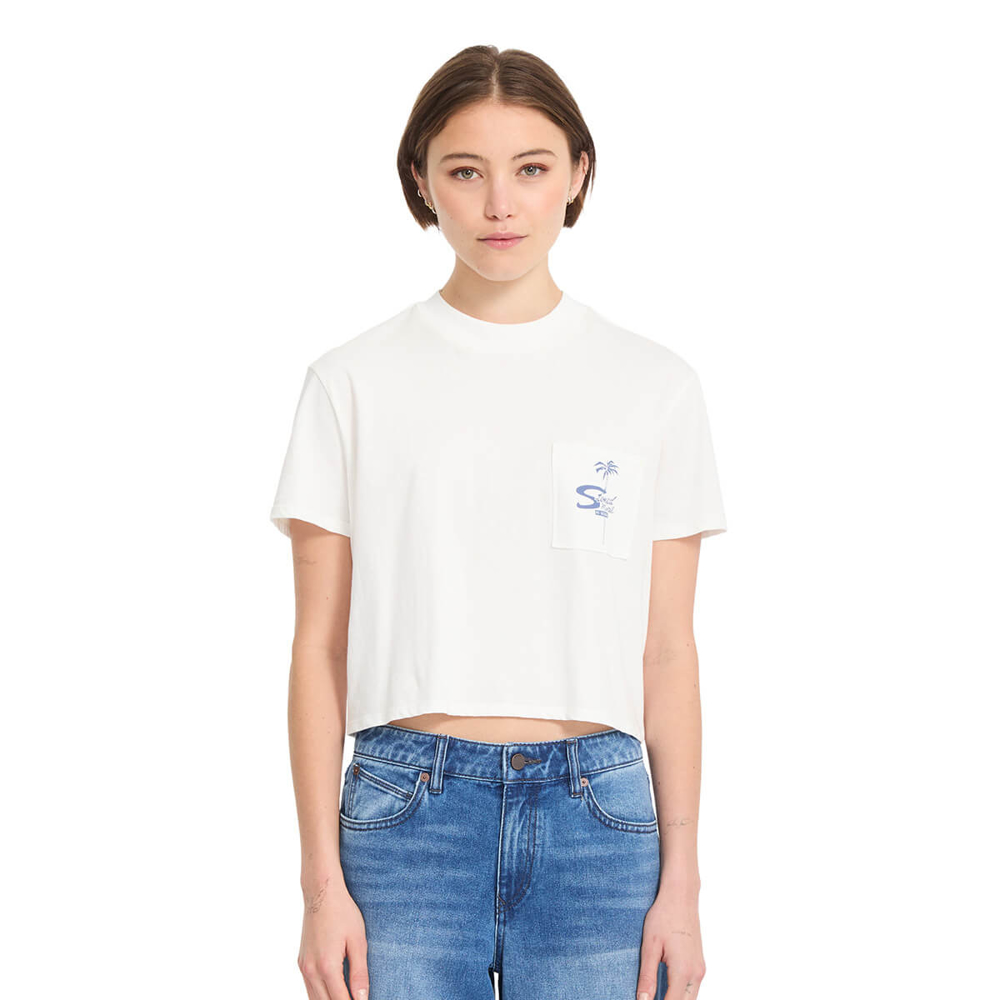 VOLCOM POCKET DIAL T-SHIRT VINTAGE WHITE S