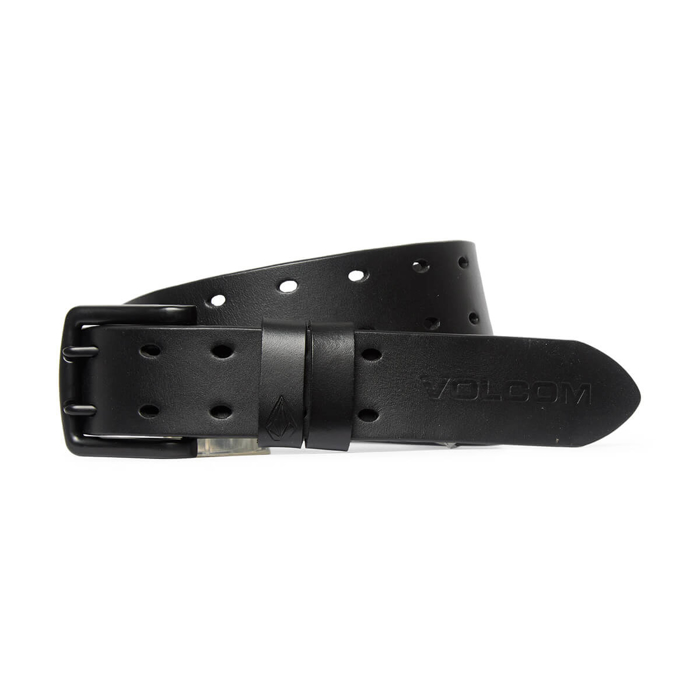 VOLCOM TWO SPIKE LEATHER BELT BLACK 34