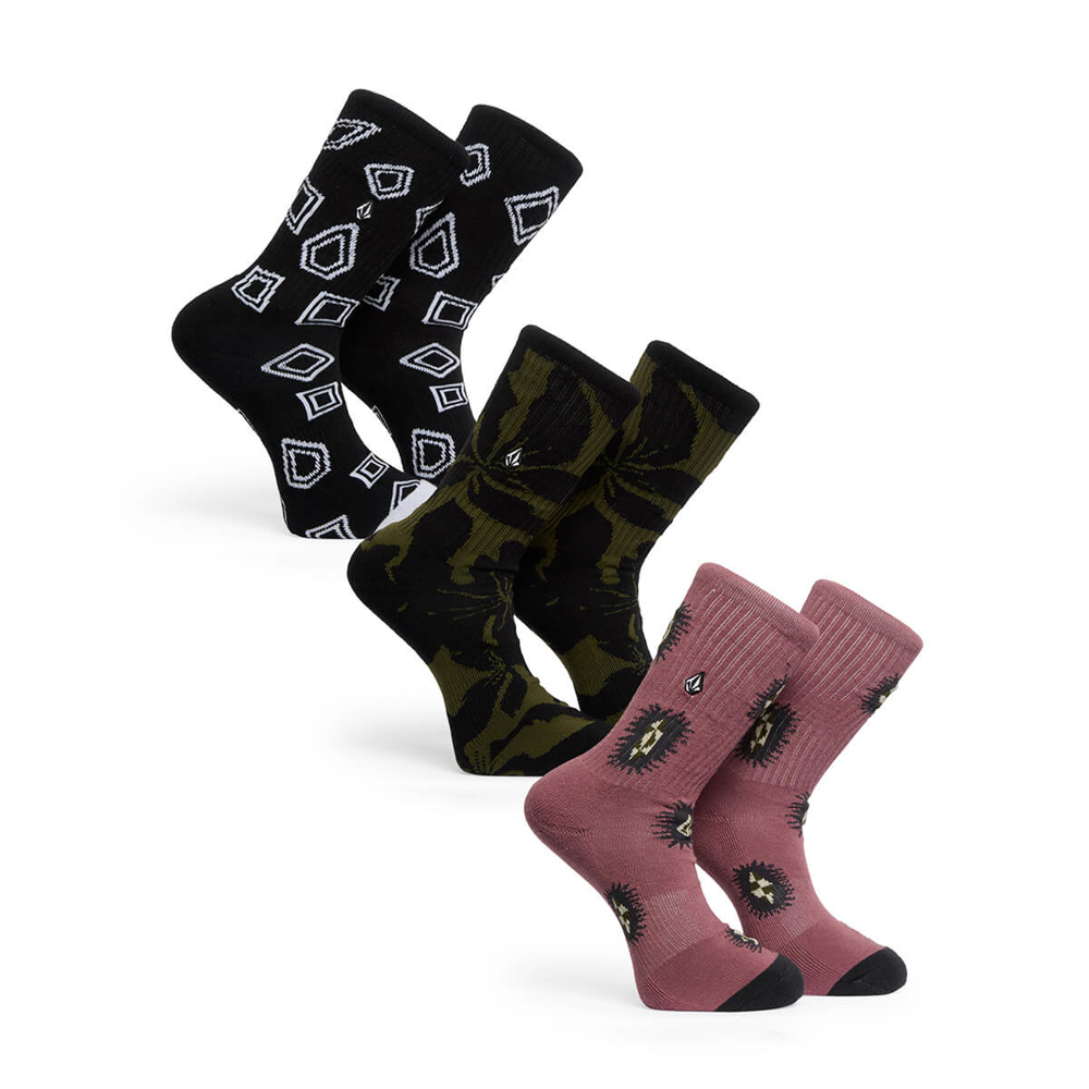 VOLCOM PRINT MIXER SOCK 3PK MULTI UNI