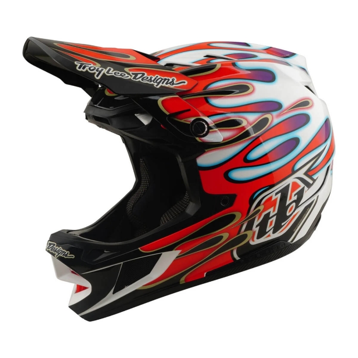 TROY LEE DESIGNS D4 COMPOSITE HELMET OVERSPRAY WHITE / RED M