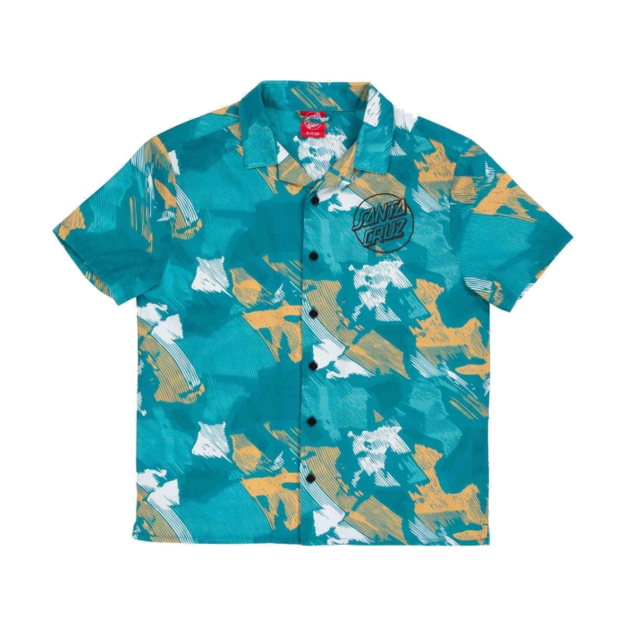 SANTA CRUZ YOUTH STAMPED OPUS SS SHIRT TEAL WOODCUT CAMO 10-12