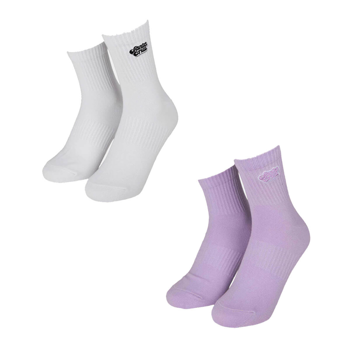 SANTA CRUZ GROOVY STACK SOCKS (2PK) WHITE/LILAC 37-40