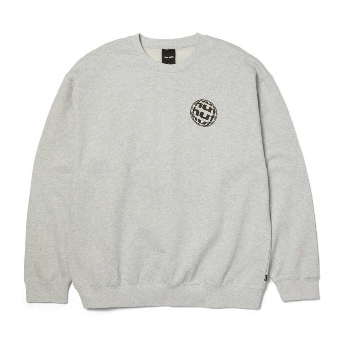HUF WIDE ANGLE CREW PULLOVER HEATHER GREY M