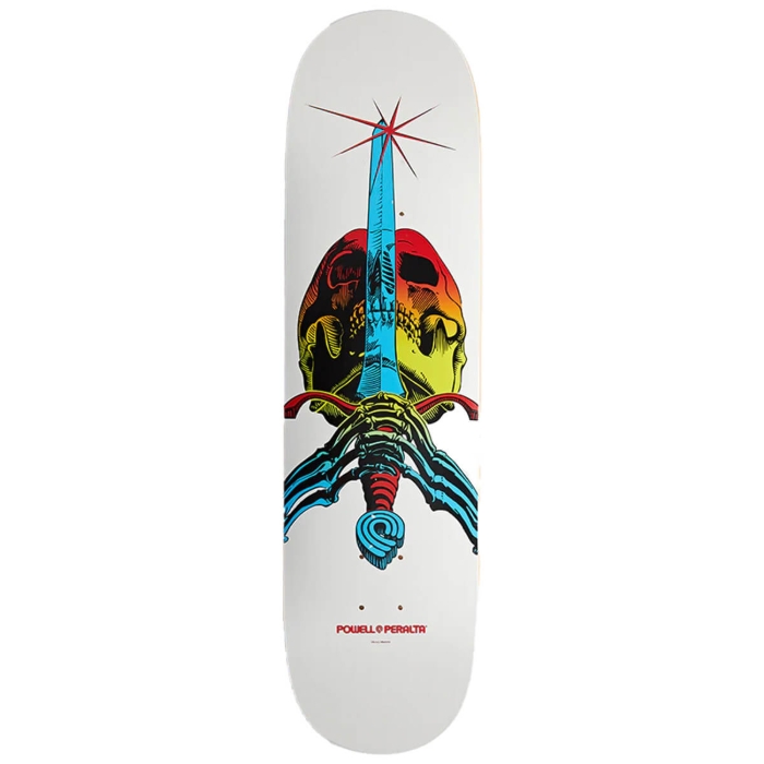 POWELL SKULL & SWORD YELLOW FADE 243 K20 WHITE 8.25" DECK WHITE 8.25"