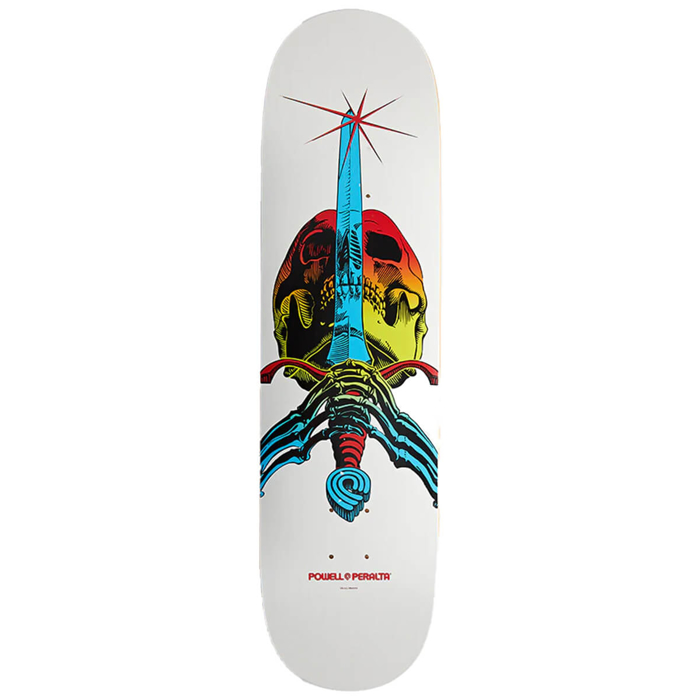 POWELL SKULL & SWORD YELLOW FADE 243 K20 WHITE 8.25" DECK WHITE 8.25"