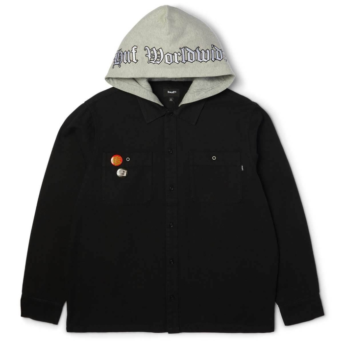 HUF OLYMPIA HOODED OVERSHIRT JACKET BLACK M