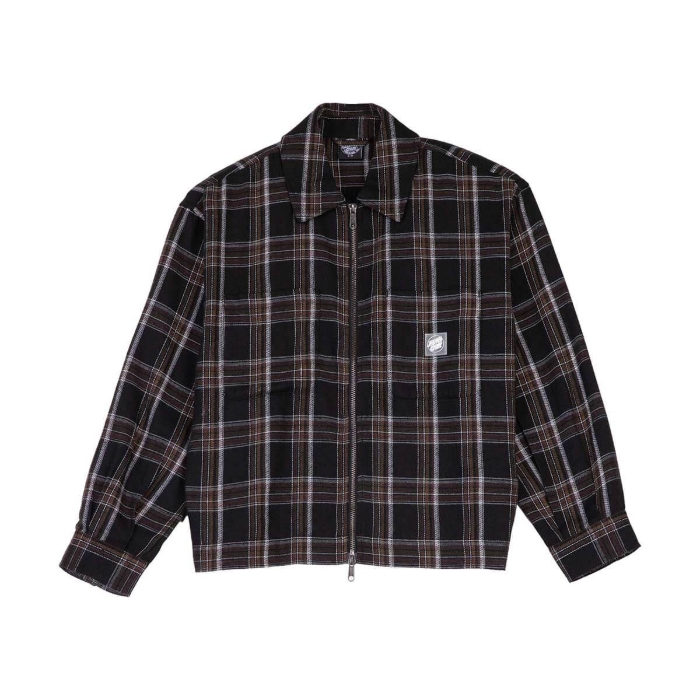 SANTA CRUZ DUAL LS SHIRT BLACK/BROWN CHECK 8