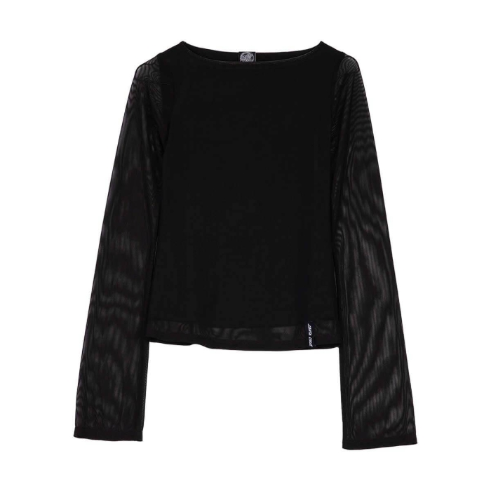 SANTA CRUZ STRIP BOAT NECK LS TOP BLACK 8