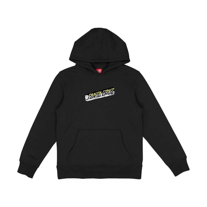SANTA CRUZ YOUTH DAMAGED HAND HOOD PULLOVER BLACK 6-8